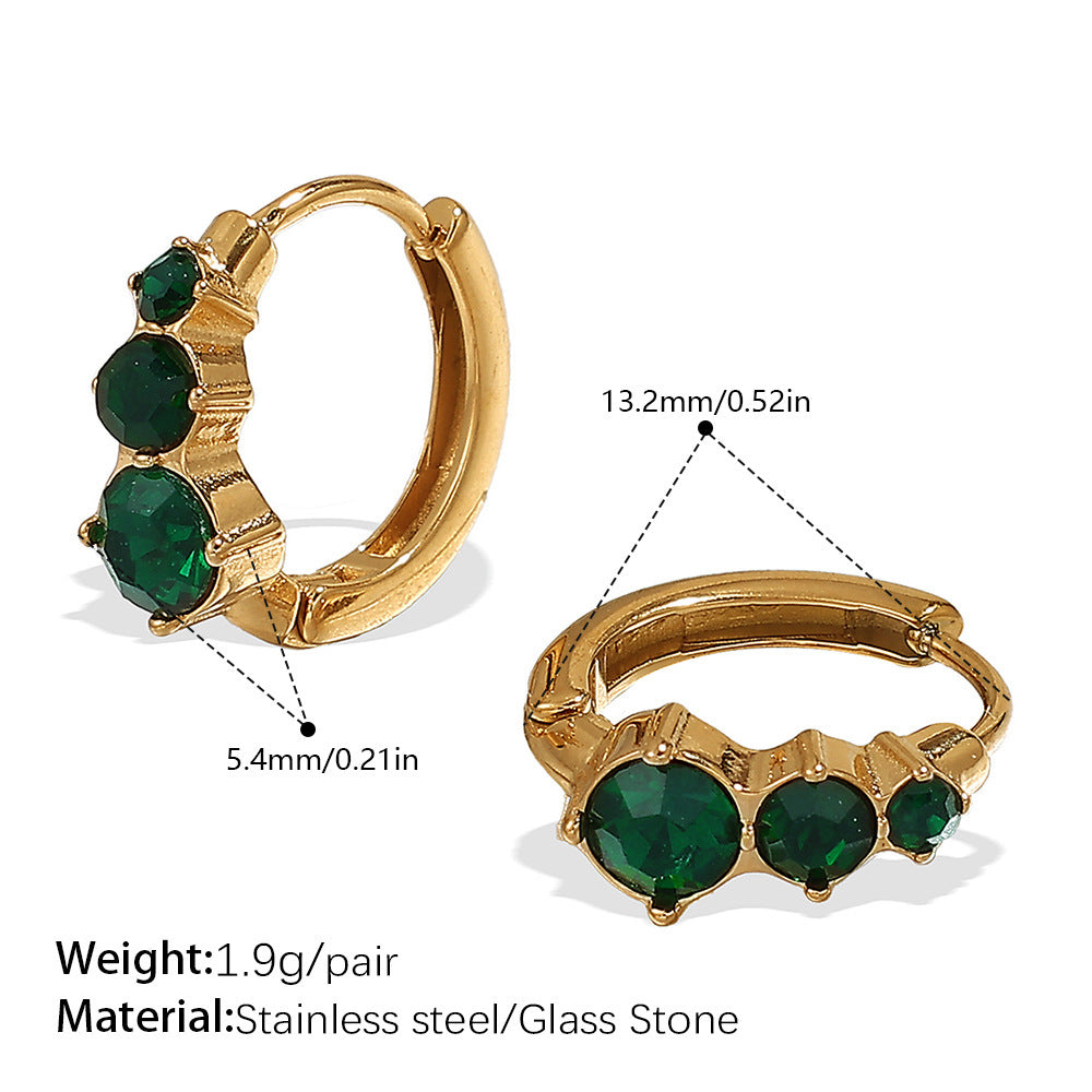 Fashion Simple Stainless Steel Rhinestone Earrings Refined Grace Advanced