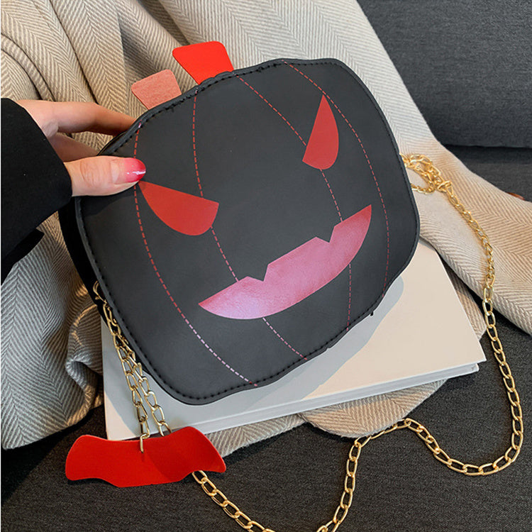 Halloween Pumpkin Shoulder Bag – Funny Cartoon Chain Crossbody Purse