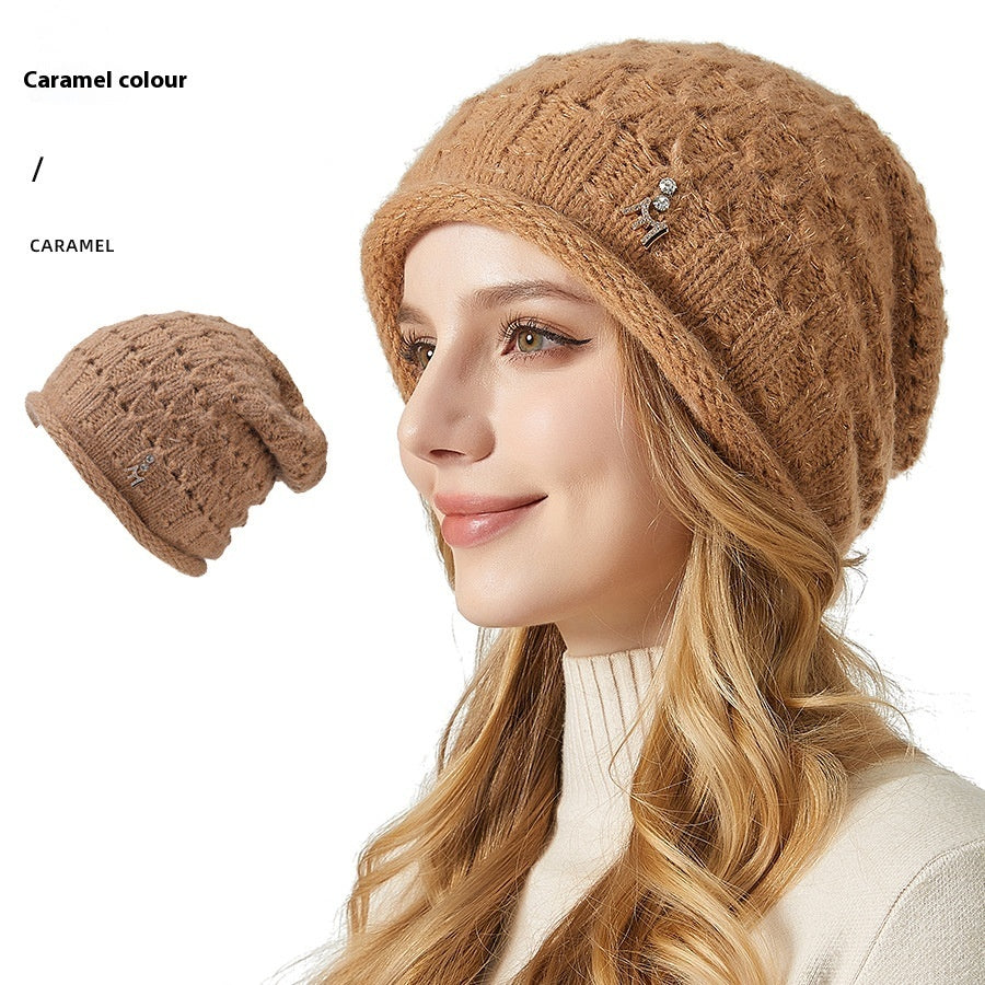 Knitted Hat Double-layer Thickened Rabbit Fur Pile Heap Cap