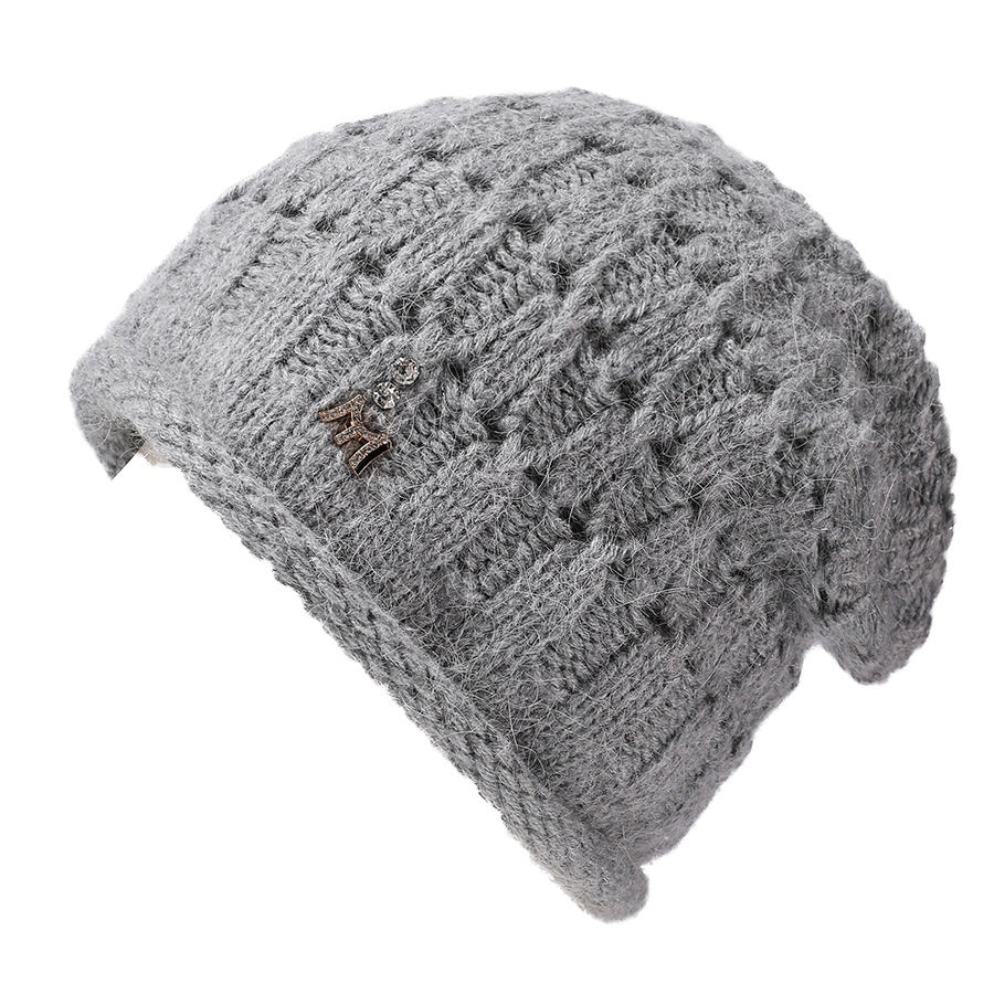 Knitted Hat Double-layer Thickened Rabbit Fur Pile Heap Cap