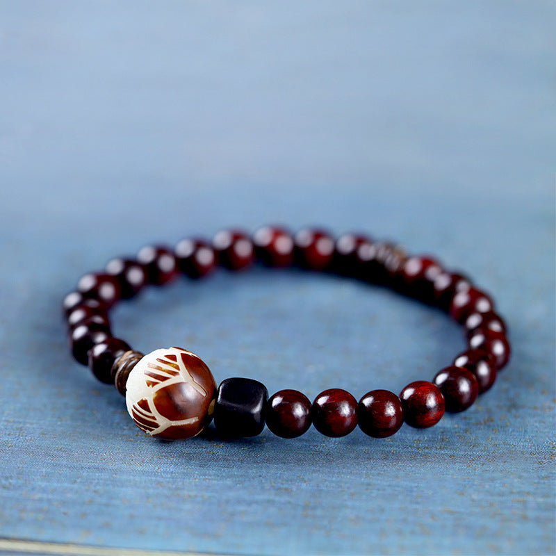 Simple All-match Natural Rosewood Double-ring Bracelet