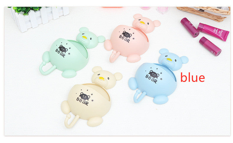 Bear Toothbrush Holder with Wall-Mounted Soap Dish – Cute Bathroom Organizer