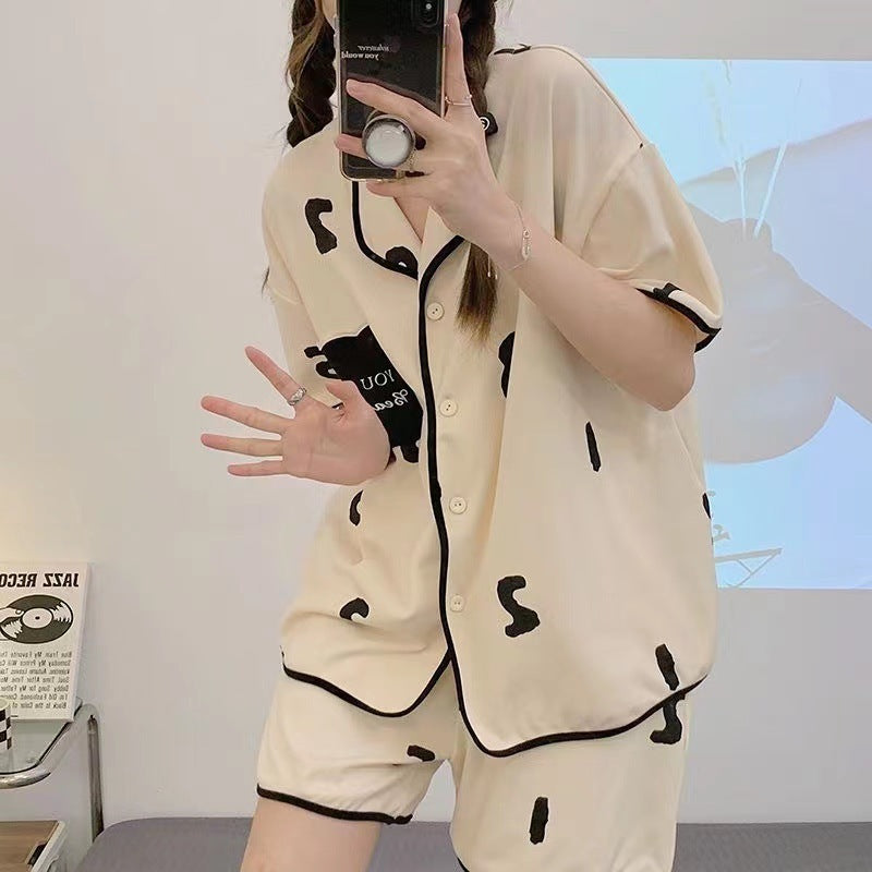 Women's Fashion Casual Short Sleeve Cute Loungewear Suit
