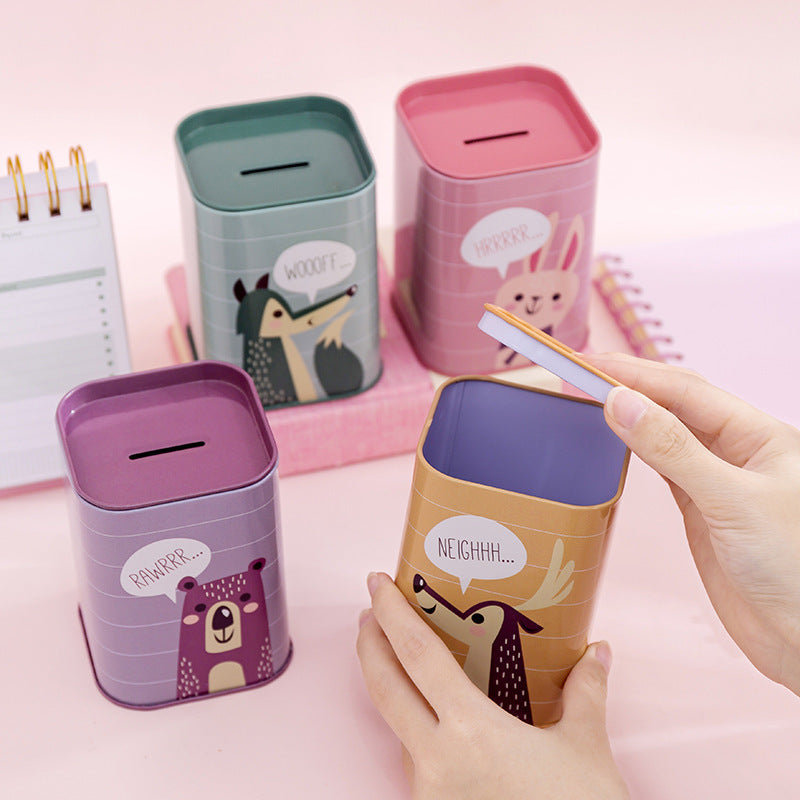 Square Metal Tinplate Piggy Bank