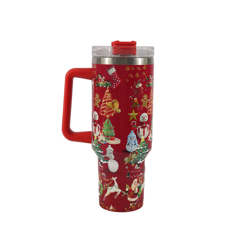 Christmas Vacuum Tumbler with Straw
