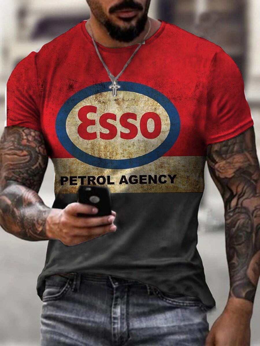 Men's Sports Round Neck Slim  Printed T-shirt