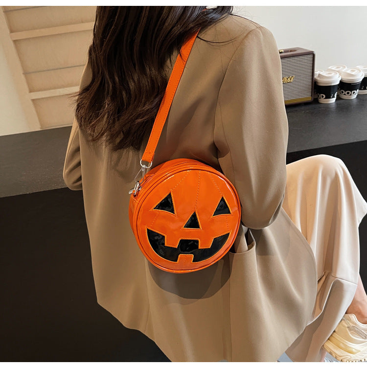 Halloween Pumpkin Round Bag – Cute Small Crossbody Shoulder Purse