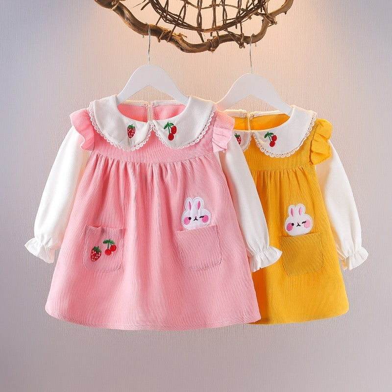 Autumn Dress Fashion All-match Cherry Cartoon Pattern