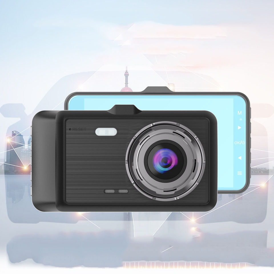 HD Dual-Lens Dash Cam – 4-Inch Screen Driving Recorder