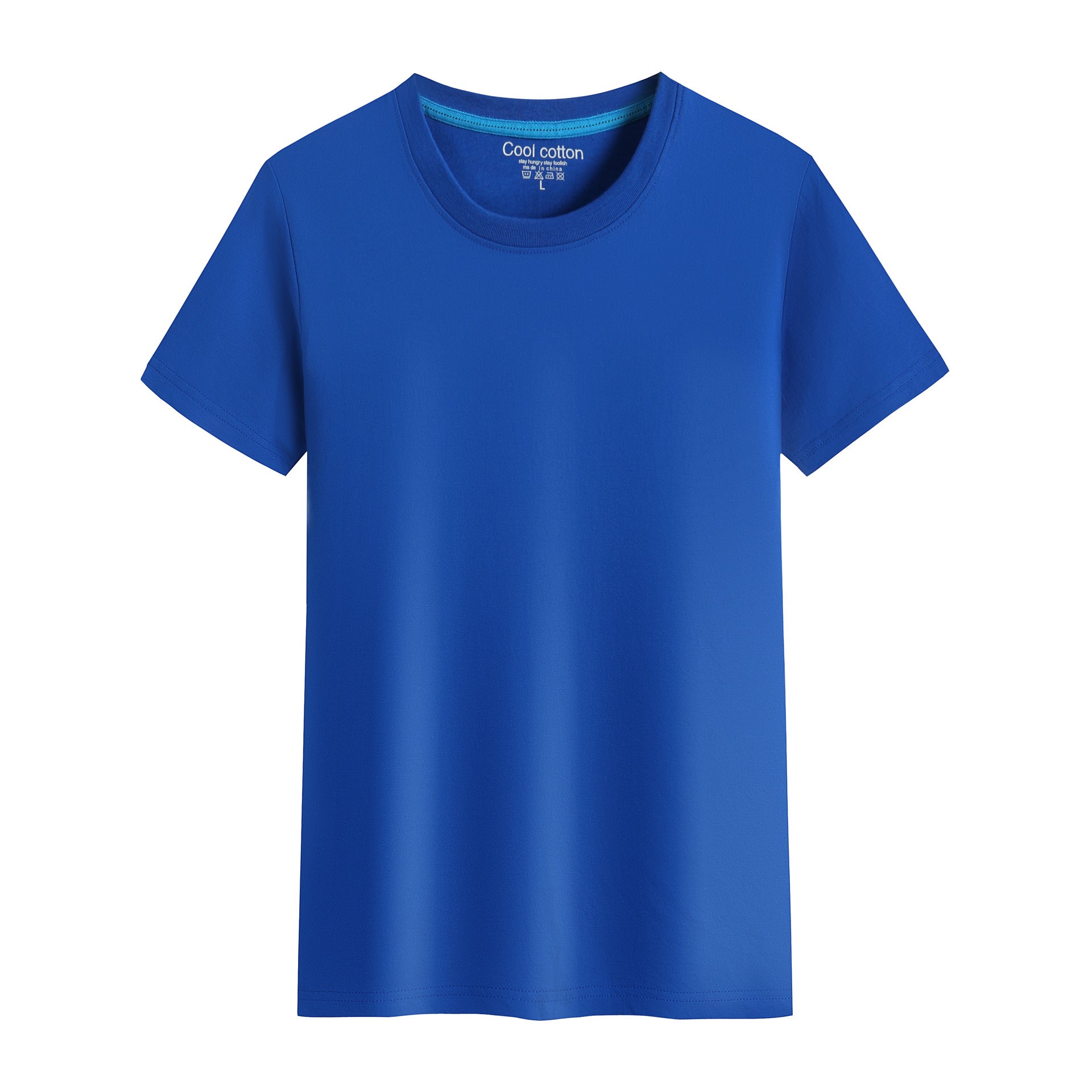 Cotton Blank With No Printed Patterns Round Neck Short T-shirt