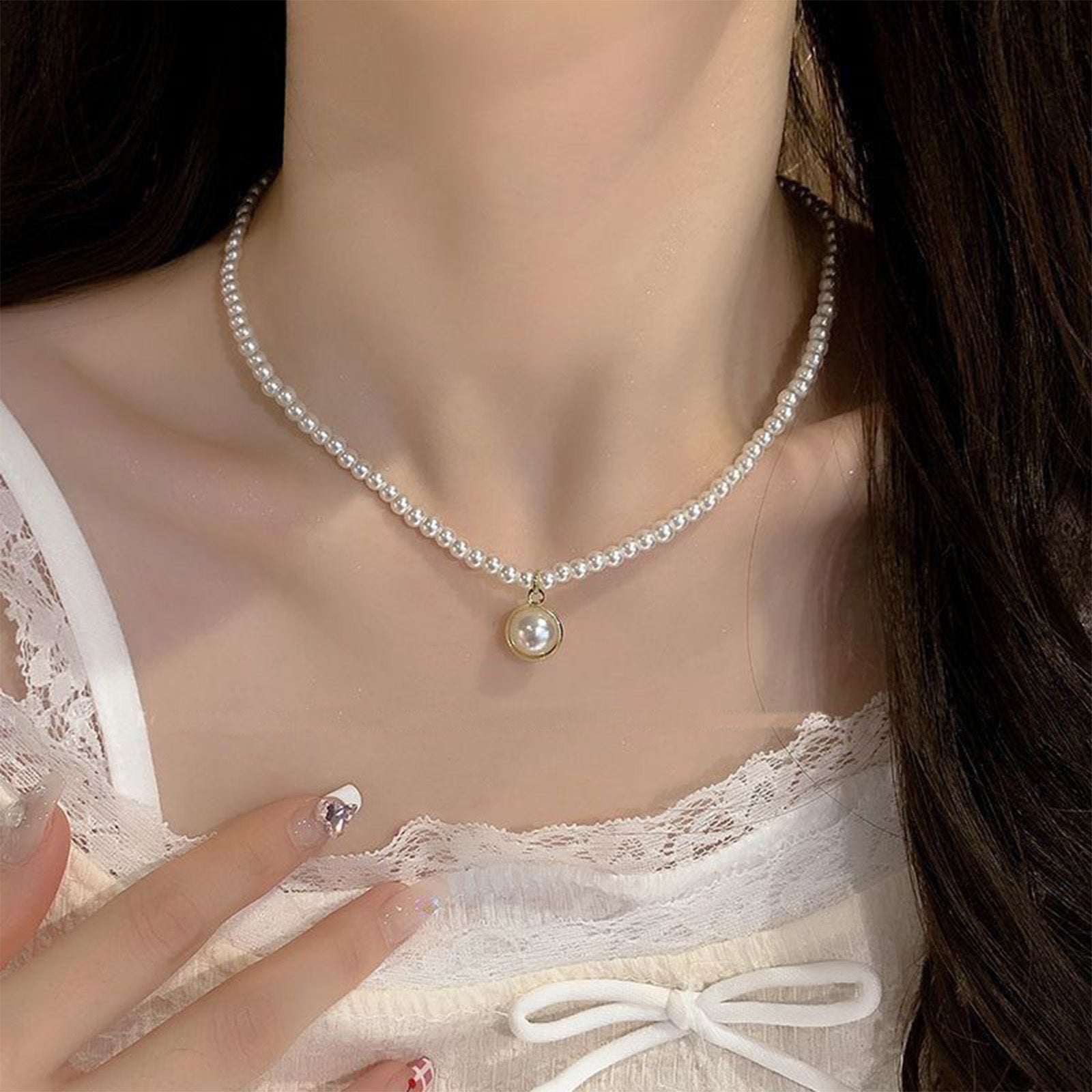 French-Inspired Pearl Choker Necklace For Women - Baroque Chunky Layered Collarbone Chain, Vintage White Bridal Wedding Jewelry Gift