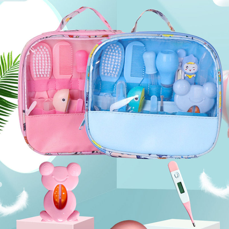 Roadfisher Newborn Baby Care Kit – Nose Cleaner, Medicine Feeder, Earpick, Grooming Bag with Nail Clipper, Toothbrush, Hair Brush, Comb, and Scissors