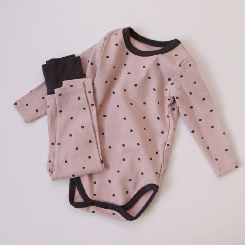 Long Sleeve Trousers Split High Waist Baby Bodysuit Suit