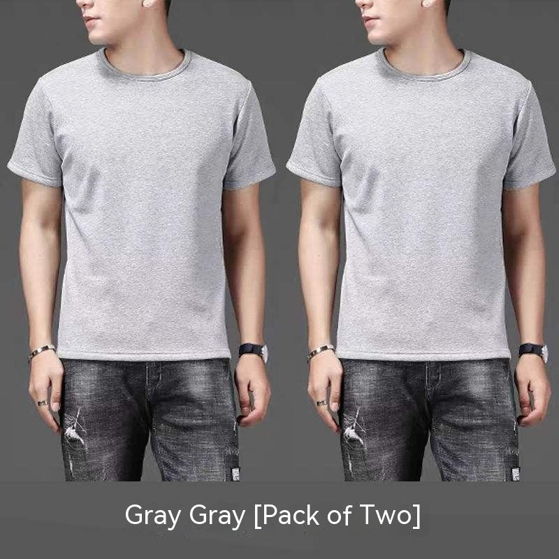 Thin Ice Silk Short Sleeve T-shirt Men's Summer Solid White Round Neck Trend Bottoming Shirt Top