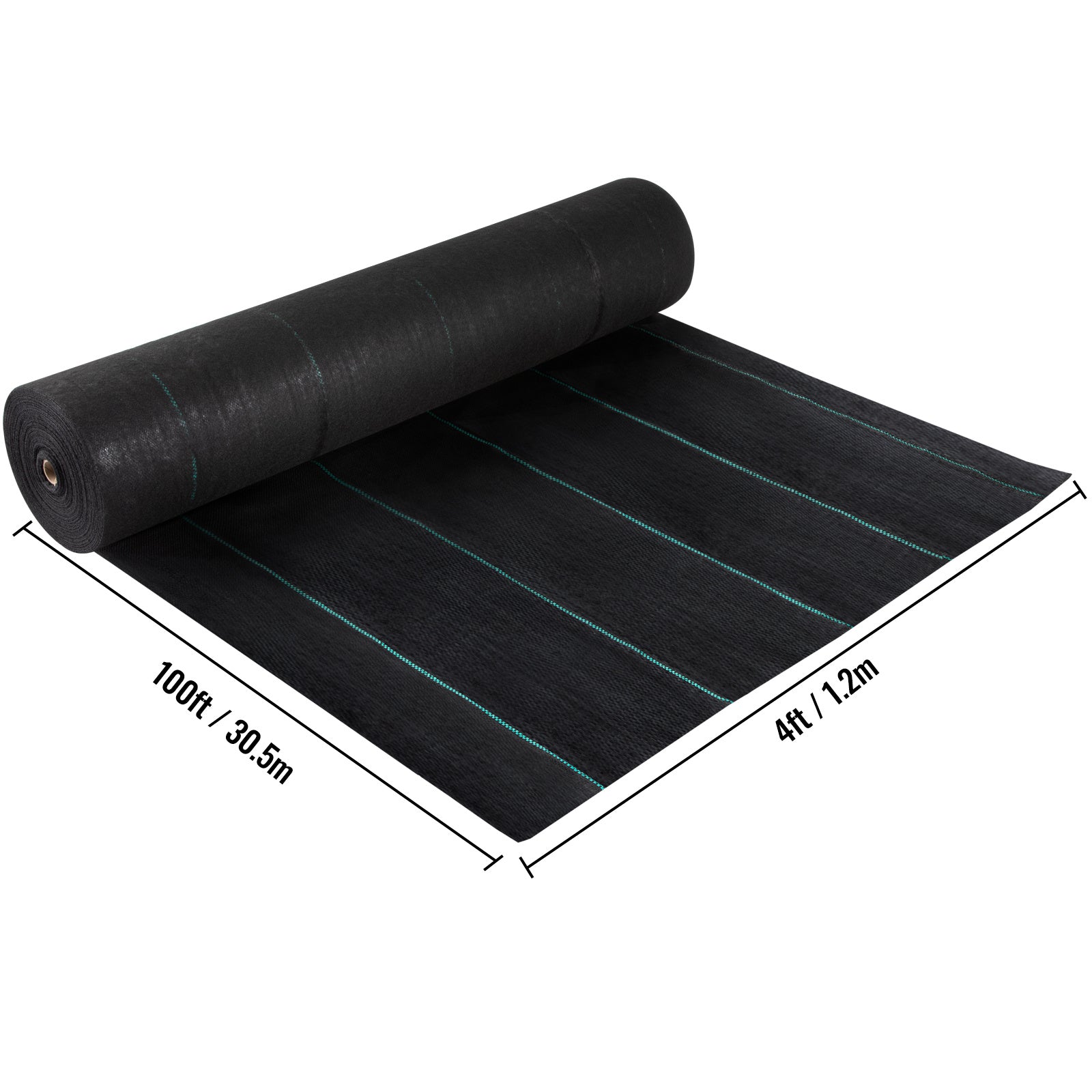 VEVOR Garden Weed Barrier Fabric, 5.8 OZ Heavy Duty Landscape Fabric,Weed Block Control For Garden Ground Cover, Woven Geotextile Fabric For Landscaping, Gardening, Underlayment, Black