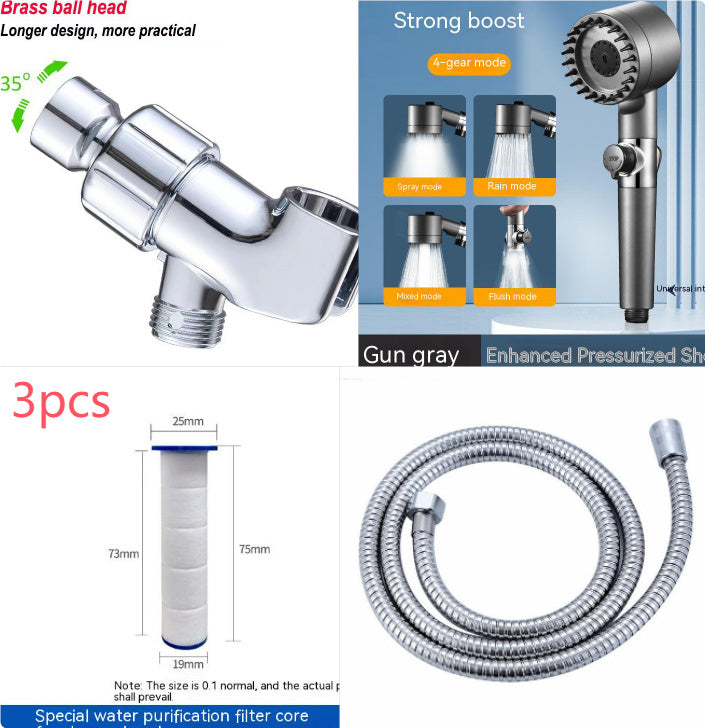 3-Gear Adjustable High-Pressure Shower Head – Household Bath Nozzle with Hose