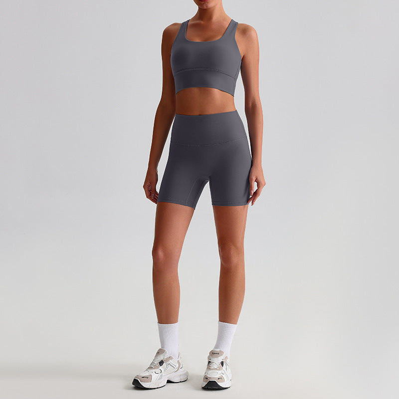Women’s Sports Bra & High-Waist Biker Shorts 2-Piece Set