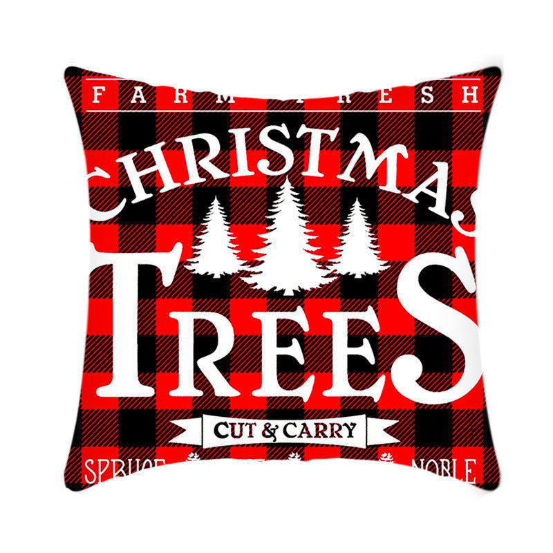 Short Plush Christmas Cushion Cover 45cm Elk Santa Pillow