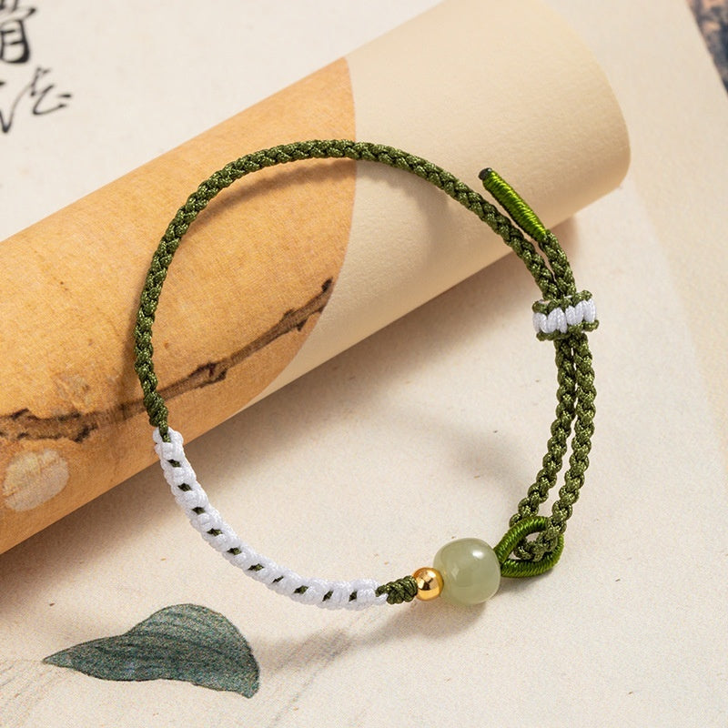 Hetian Jade Sterling Silver Carrying Strap Chinese National Bracelet