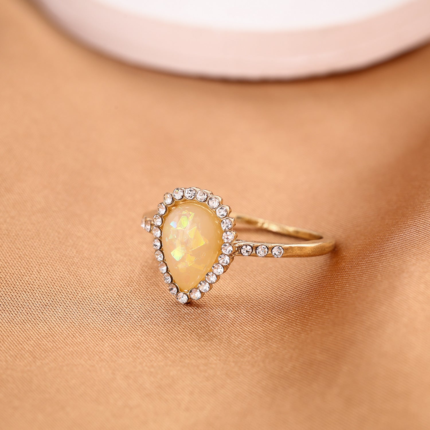 Opal Water Drop Diamond Engagement Ring