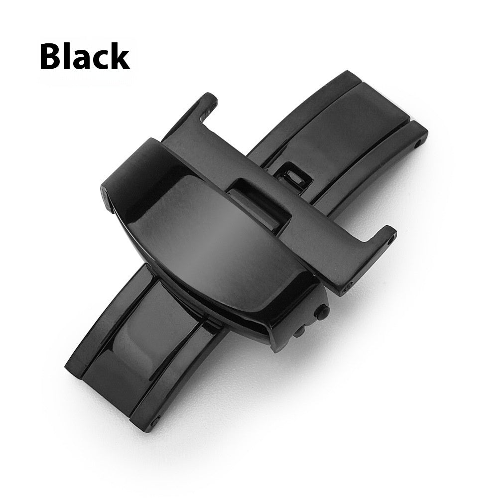 Stainless Steel Double Pull Butterfly Clasp Leather Watch Buckle