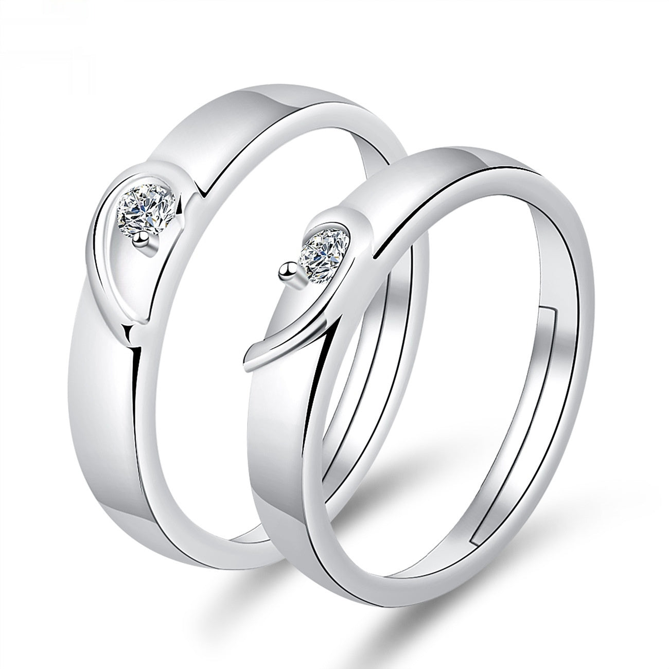 Elegant Crown-Shaped Moissanite Electroplated Copper Couple Rings Set