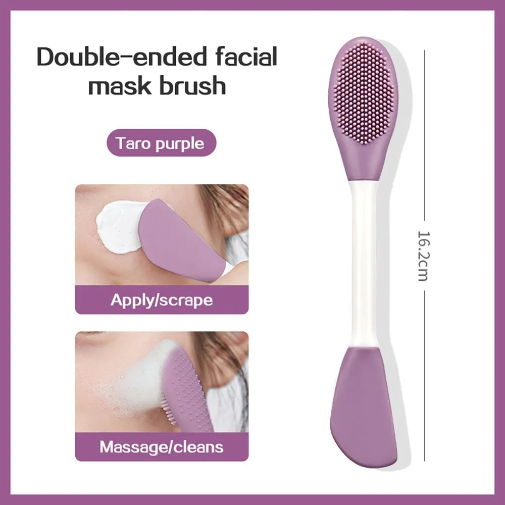 Double Head Silicone Facial Mask Brush – Massage, Mud Scraper & Skincare Tool