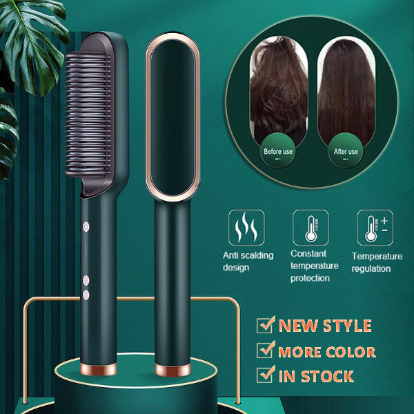 2-in-1 Hair Straightener & Hot Comb – Dual-Purpose Negative Ion Electric Curling Brush