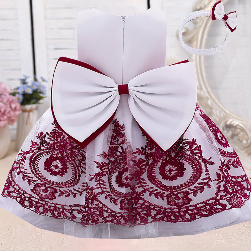 Baby One Year Old Full Moon European And American Girls Print Wedding Princess Dress
