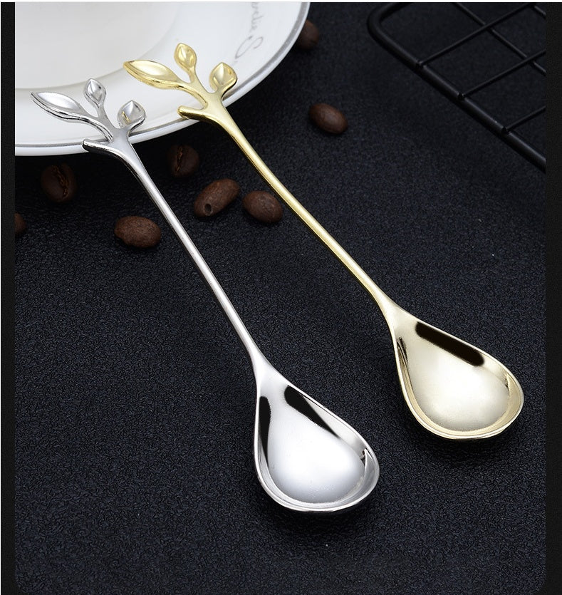 Creative Restaurant Dessert Mixing Spoon Leaf Small Spoon