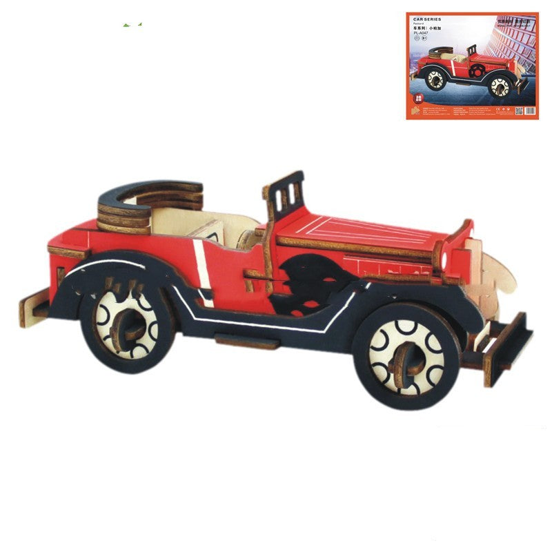 Wooden Stereo Puzzle DIY Car Model Toy