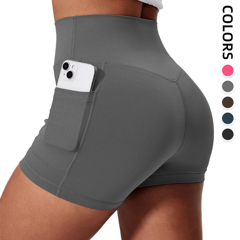 Women's High Waist Compression Shorts – Two Pockets, Ideal for Biking, Running & Daily Wear