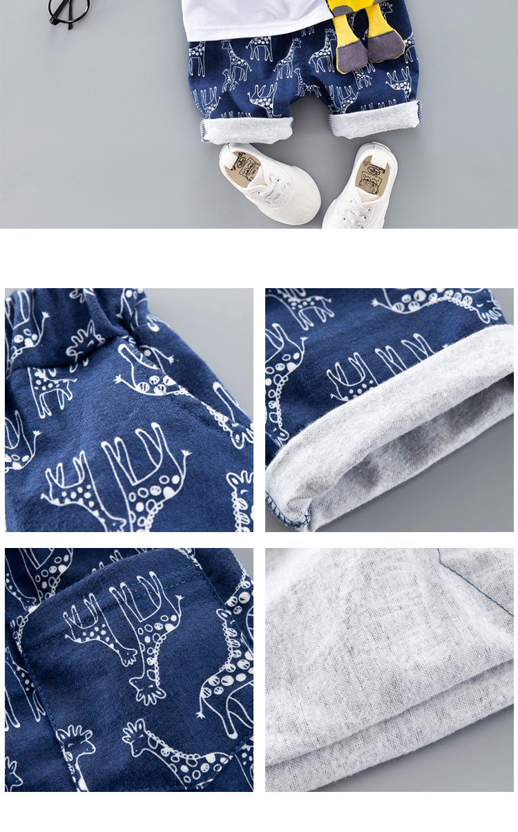 Boy's Cartoon Cute T-shirt Two-piece Set