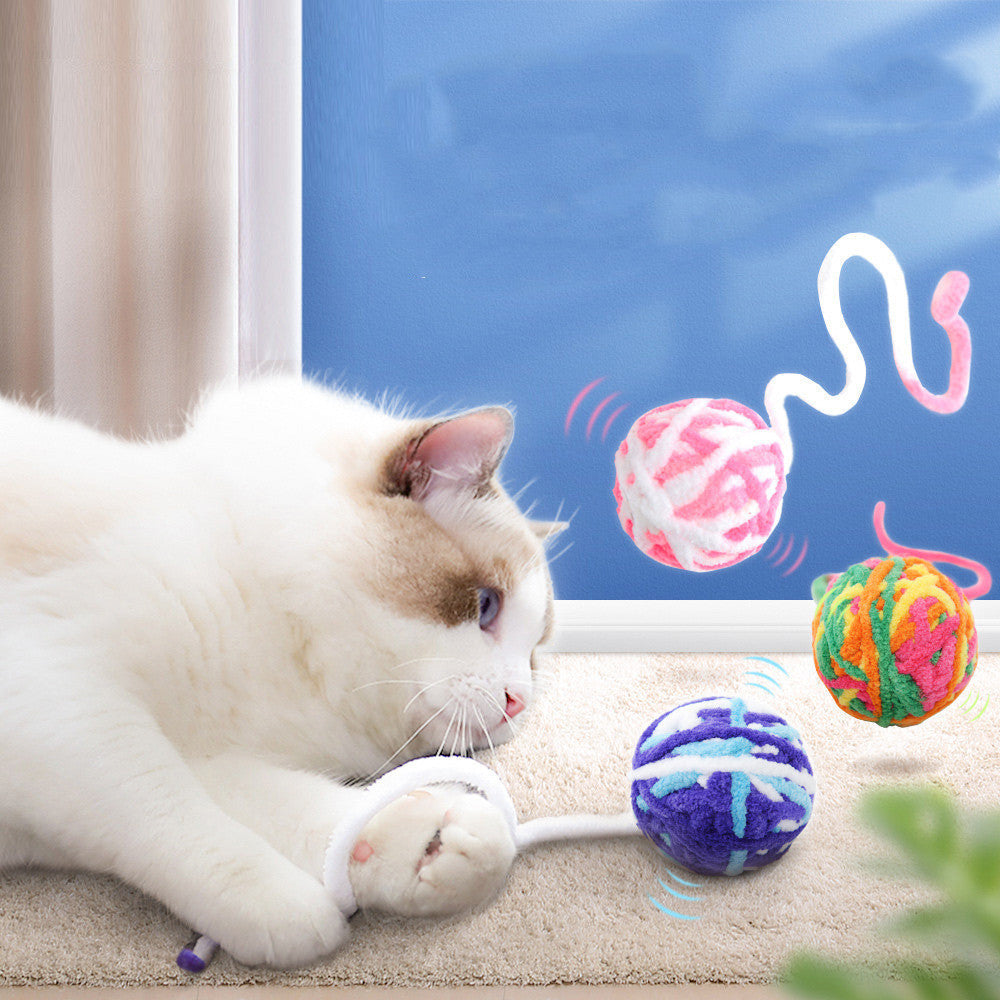 Cat Bell Colorful Wool Ball Teeth Grinding Toy