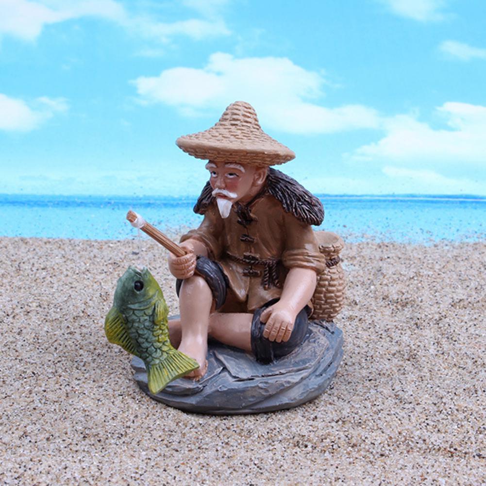 Aquarium Assembly Fisherman Fishing Craft Ornament