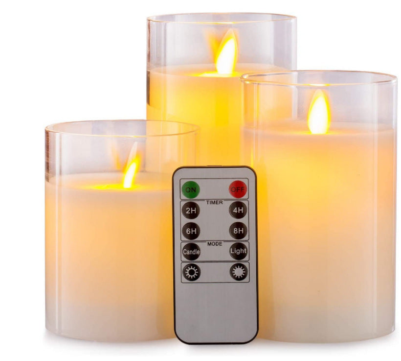 LED Candle Light with Glass Shade Simulation Flameless Decorative Lamp