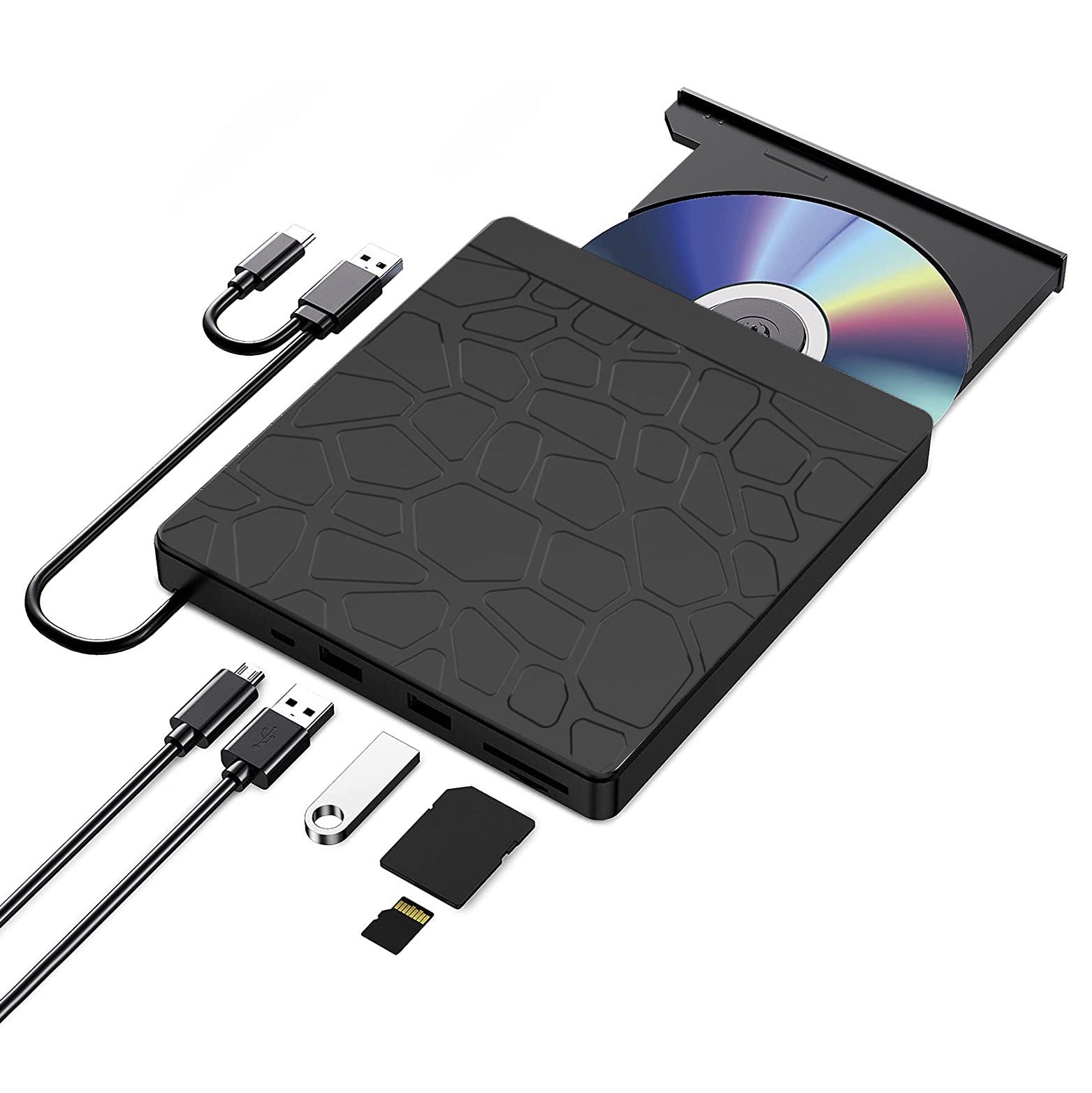 5-in-1 Multi-function External Optical Drive – Notebook Recording & Playback