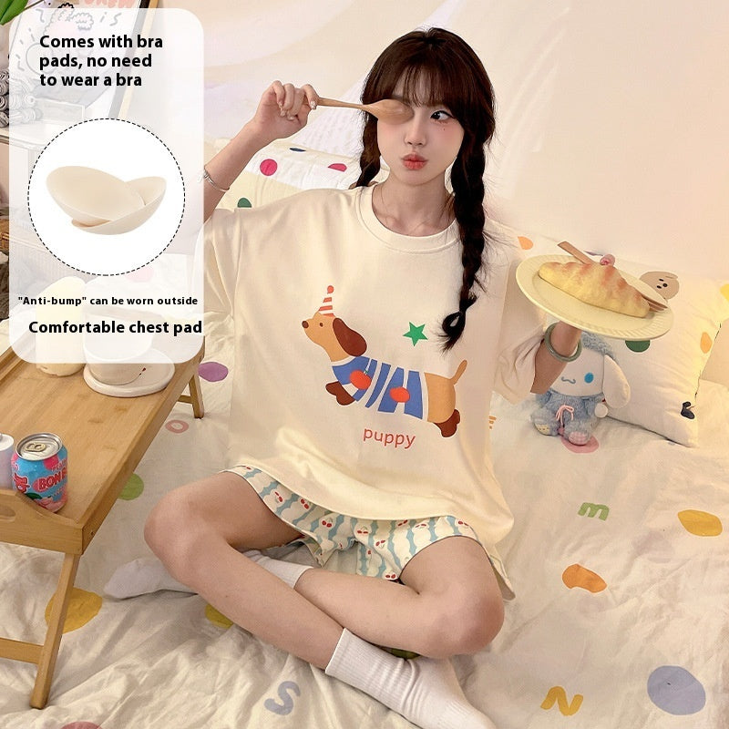 Cartoon Cute Loungewear Can Be Worn Outside With Chest Pad