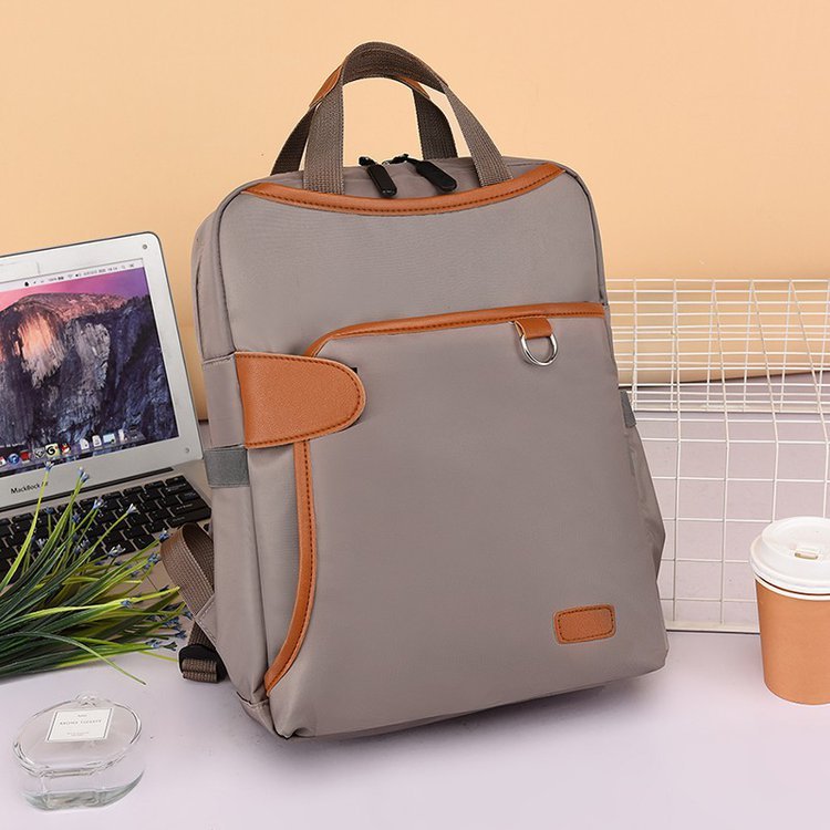 Womens Oxford Fabric Backpack Slim Solid Color Lightweight