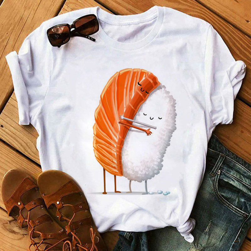 Women's Milk Silk Sushi Hug Short Sleeve Tee Gray