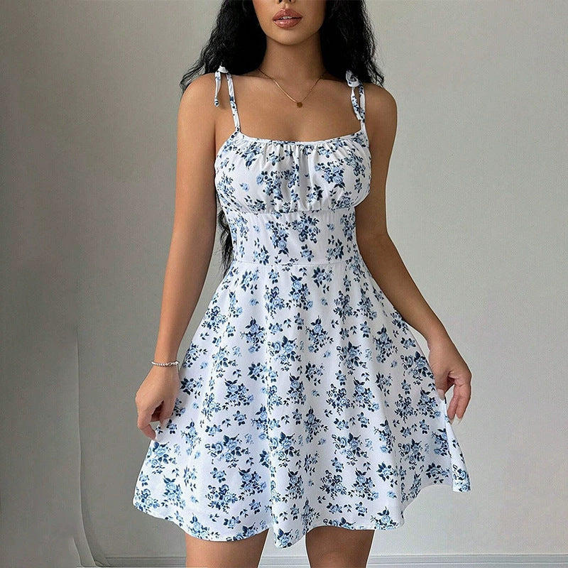 Women's Floral A Line Polyester Slim Dress Western Style