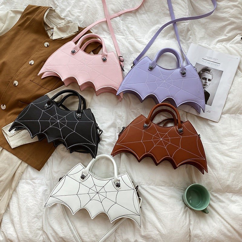 Halloween Spider Web Shoulder Bag – PU Leather Batgirl Style Crossbody Messenger Handbag