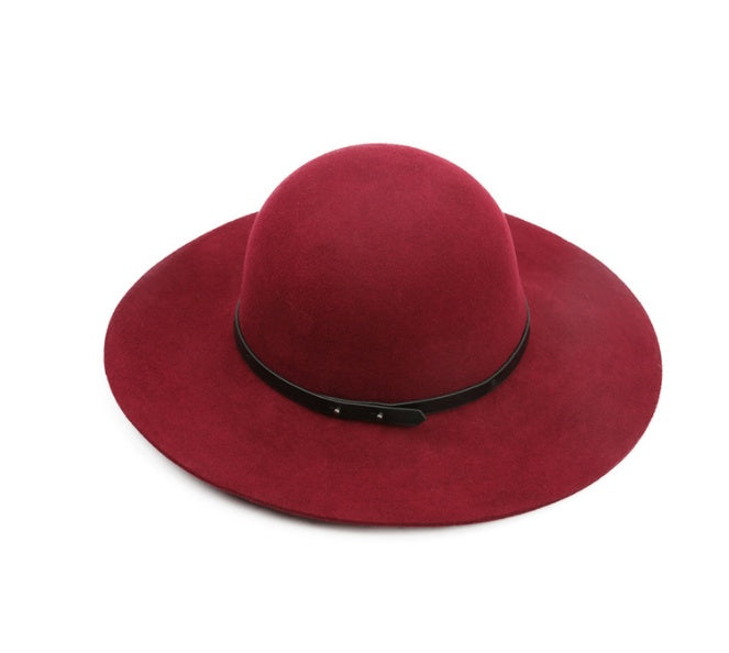 Vintage Wool Belt Big Brim Hat