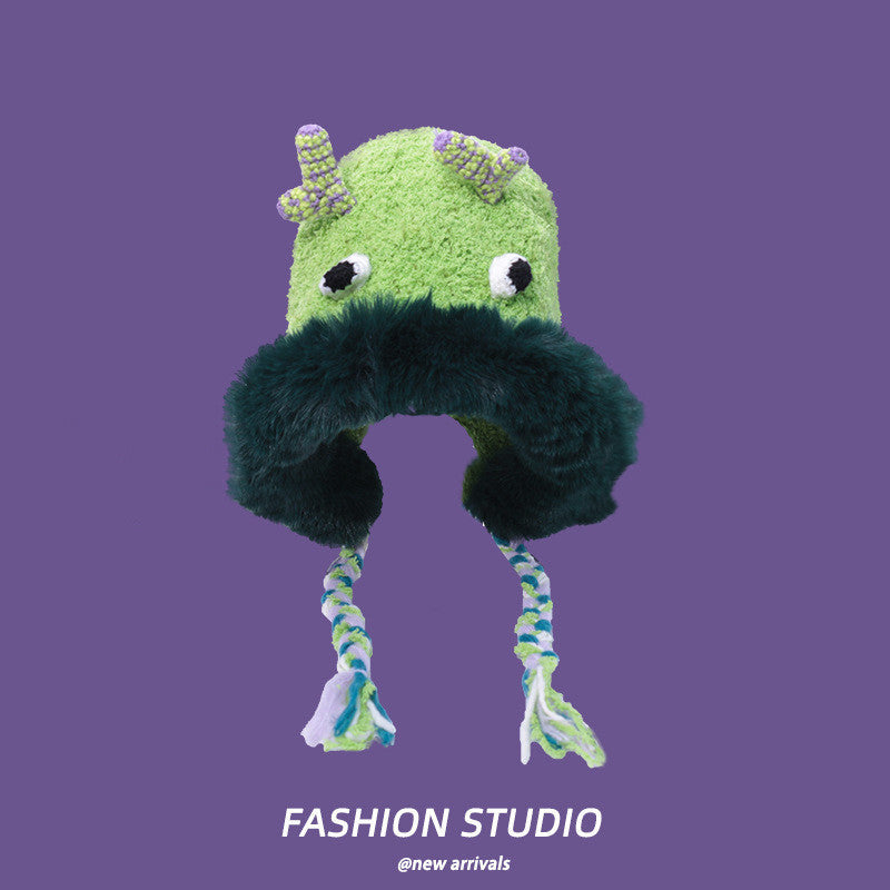 Versatile Plush Dome-Shaped Cartoon Monster Hat for Kids and Adults