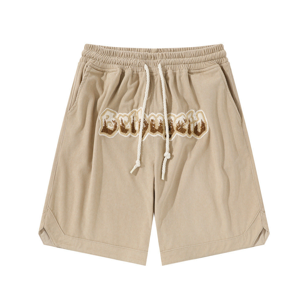 Men's Relaxed Fit Polyester Shorts Embroidered Letters