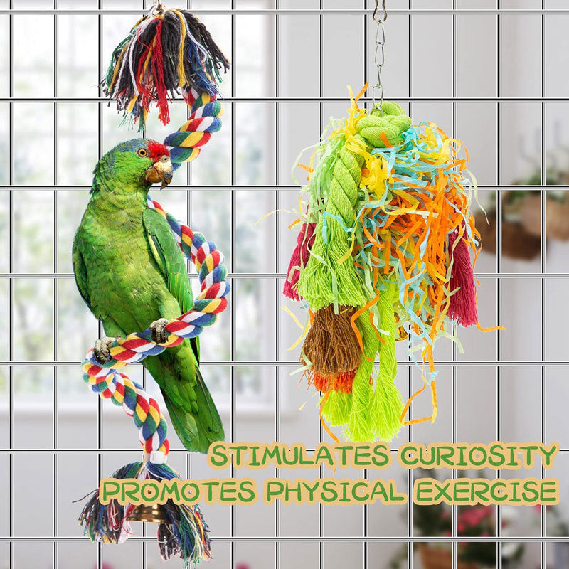 5Pcs Parrot Chewing Toys – Cotton Rope Gnawing and Climbing Set for Bird Play and Beak Grinding