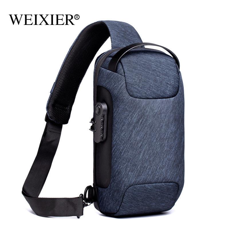 Waterproof USB Anti-Theft Oxford Crossbody Sling Bag for Men