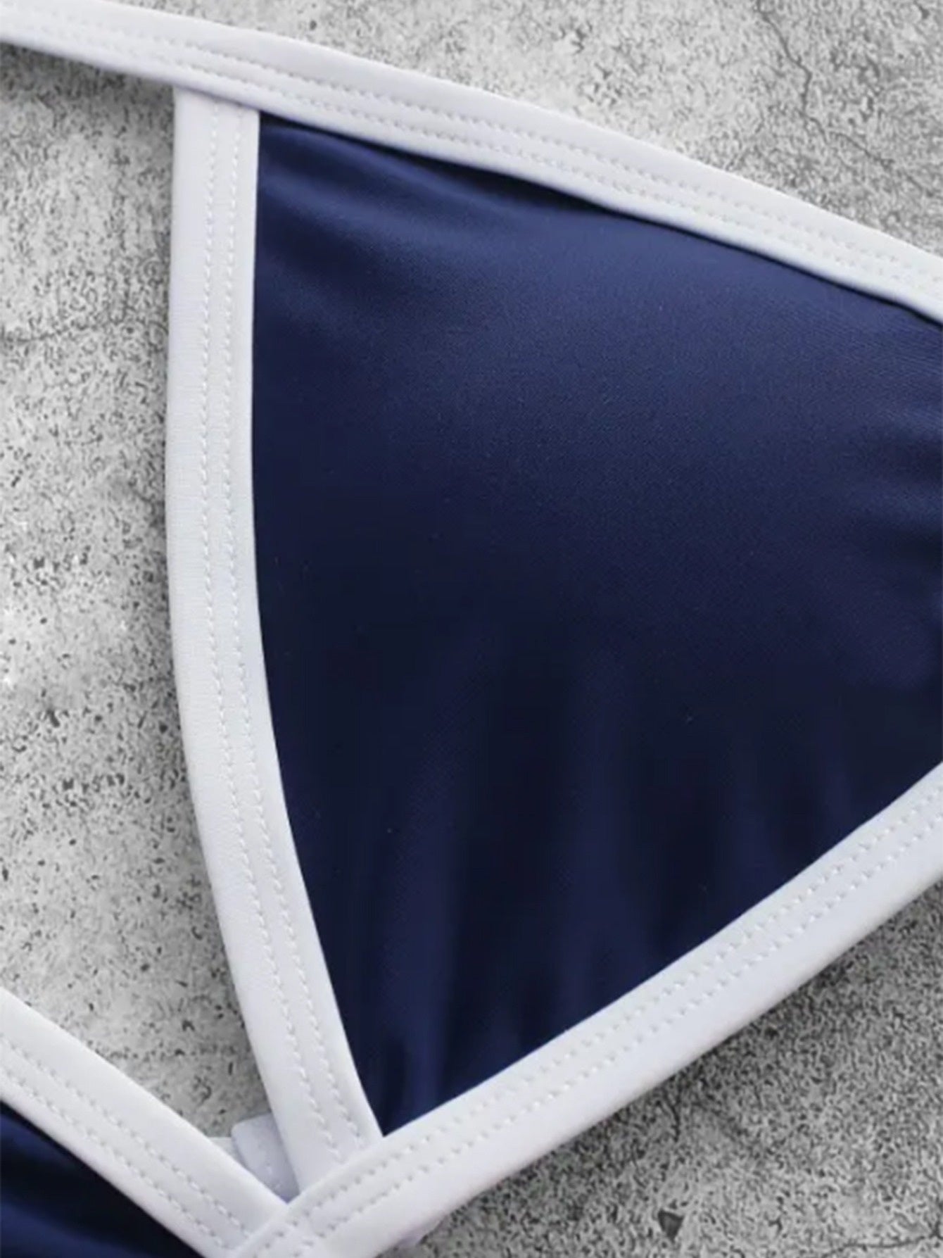 Retro Dark Blue Polyester Swimsuit Set – Stylish & Comfortable