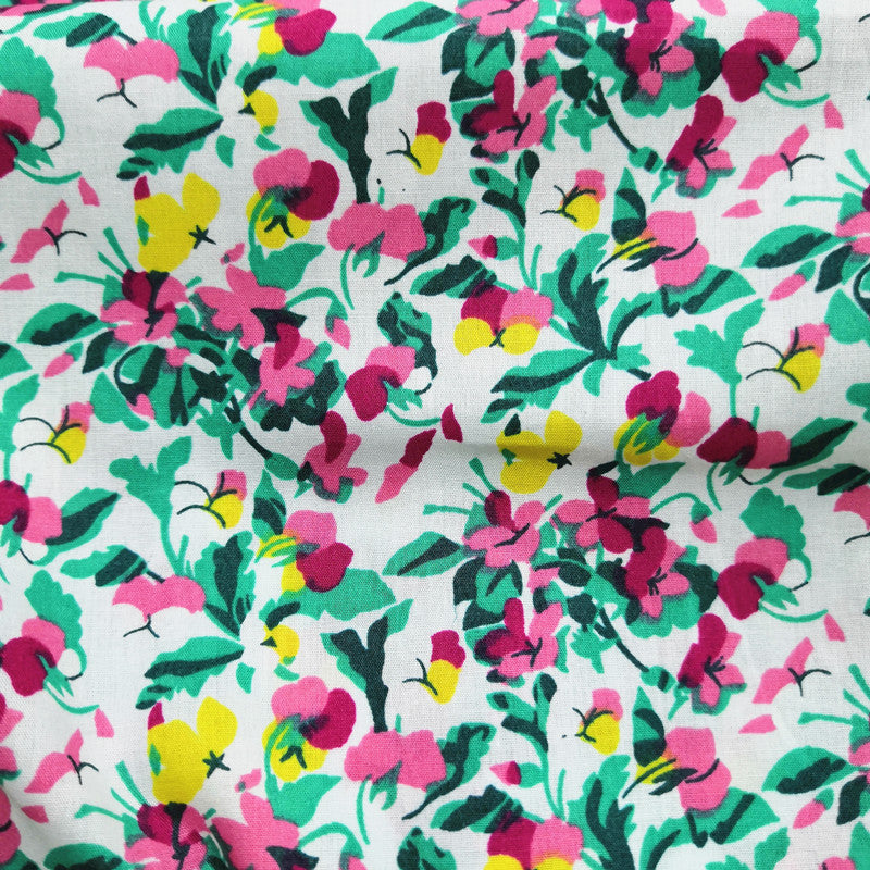 80’s Style 100% Cotton Super Dense Poplin Botanical Printed Fabric for Spring-Summer Clothing