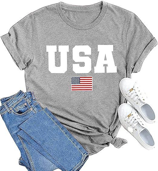 3D Digital Printing American Flag Women T-shirt
